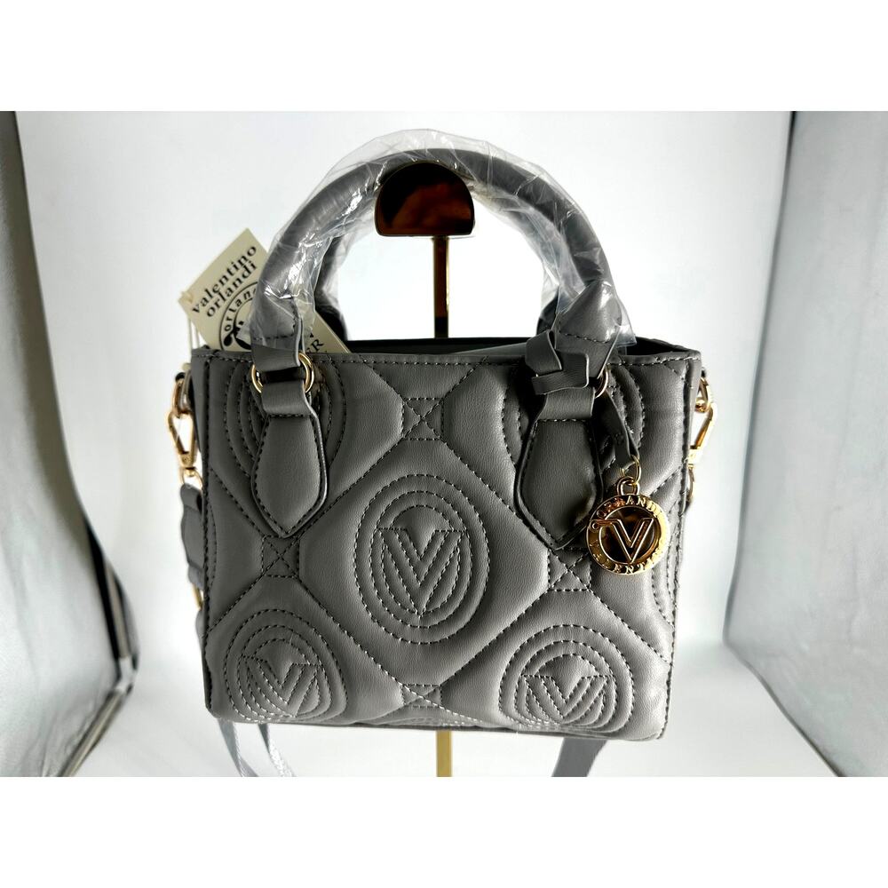 Valentino Vegan Leather bag, Gray with Gold Hardware, Satchel/Crossbody Bag NWT